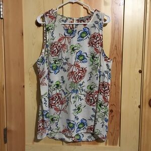 Daniel Rainn Floral Sleeveless Top - Cream, Red, Blue, Green Size XL